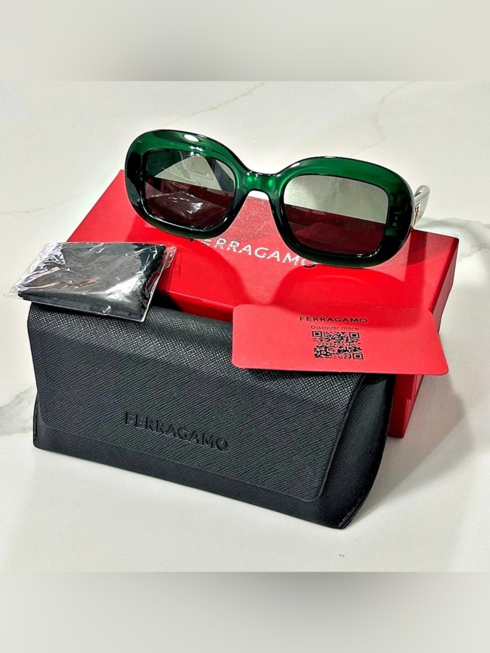 Salvatore Ferragamo Sunglasses SF2038SE Green Acetate Sunglasses NIB